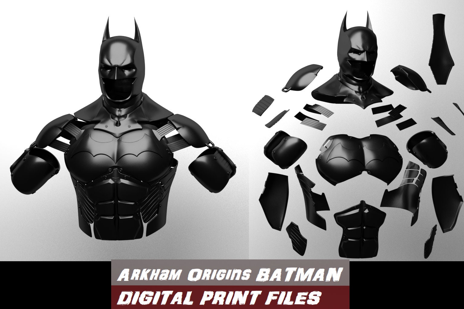 BATMAN Arkham Origins Foam Template Batman Armor Pepakura Arkham Origins Armor Printable