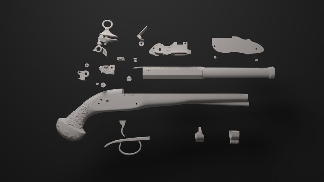Predator/prey Raphael Andolini Flintlock Pistol V2 Digital Files for 3d