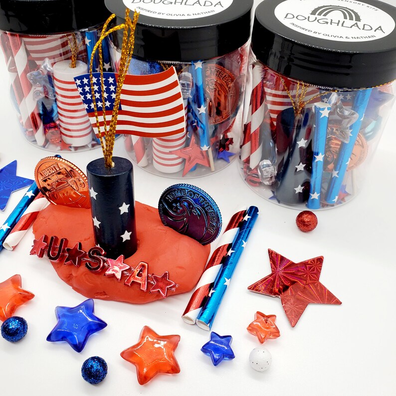 Patriotic Memorial Day Playdough Sensory Kit - Etsy