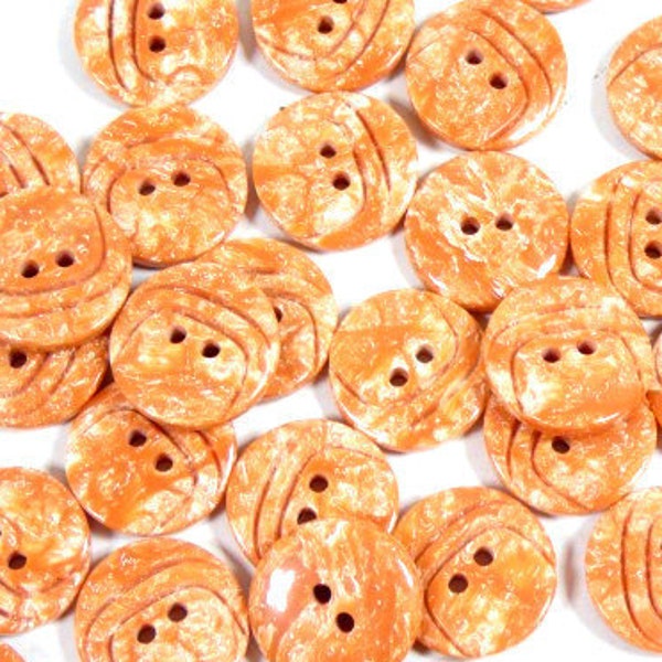 10 Vintage Marbled Orange Buttons 15mm 1.5cm .59 inch Peach Pink Shirt Buttons Coat buttons.