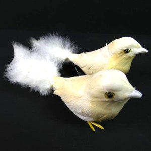 2 Cream Off White Birds Feather Birds Scrapbooking Cake Topper Embellishments Craft Birds Fake Birds Artificial Birds