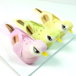 3 Pastell Vögel grün rosa gelb Vögel künstliche Vögel gefälschte Scrapbooking Hut Verzierungen Kuchen Topper Kranz