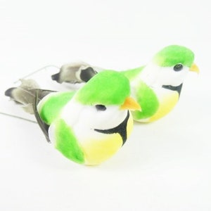 2 Green Yellow Black Birds Cake Topper Embellishments Scrapbooking Feather Birds Fake Birds