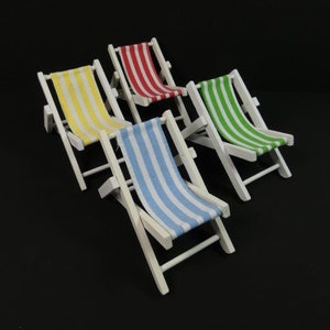 Small Yellow Red Blue Or Green White Doll Beach Chair Beautiful Wood And Fabric Doll Chair Doll Supplies Doll Furniture