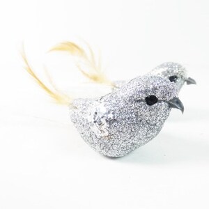 2 Silber Glitzer Vögel gefälschte Vögel künstliche Vögel Vögel Hochzeit Kuchen Topper Vögel Herzstück Bouquet Handwerk Vögel