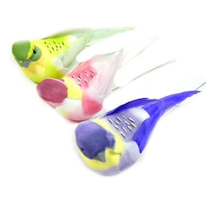2 Green Pink or Purple Birds Fake Artificial Birds Mushrooms Birds Cake Topper Embellishments Scrapbooking Feather Birds Fake Birds