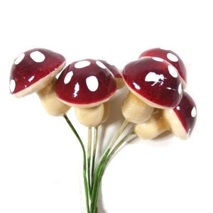 12 Fake Red White Mushrooms 12 Fairy Garden Mushroom Terrarium Mini Garden Craft Mushrooms Bouquet Embellishments Nr 019/419