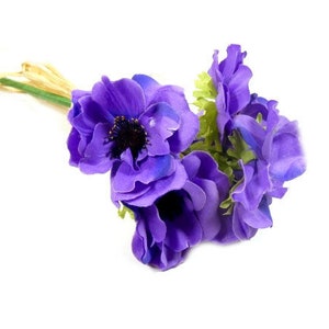 1 Purple Anemone Flower Bouquet Artificial Silk Flowers Scrapbooking Flower Embellishments Craft Flowers Wreath image 1