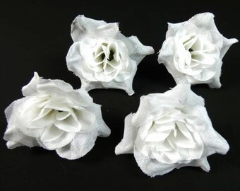 Set Of 4 White Roses Artificial Flowers Scrapbooking Flower Embellishments Craft Flowers Fake Roses Artificial Roses