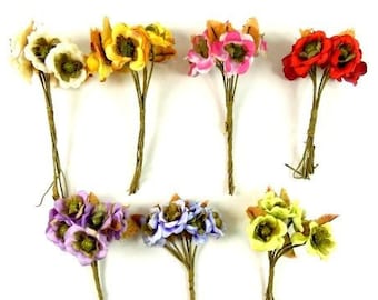 6 Flowers Silk Flowers Artificial Flowers Fake Flowers Silk Flowers Green Decorative Flowers Craft Flowers