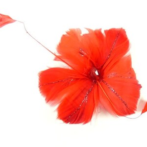 Red Feather Flower 1 Jumbo Red Feather Flower Clip Artificial Flowers Scrapbooking Flower Embellishments Craft Flowers Fake Flowers