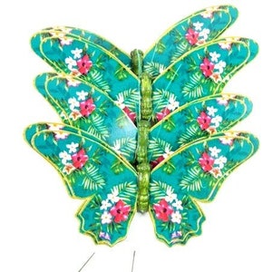 4 Green Floral Paper Butterflies Scrapbooking Cake Topper Embellishments Fake Butterflies Artificial Butterflies Wedding Butterflies