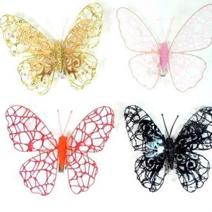 Gold Pink Red Or Black Butterfly With Netting Fake Butterfly Artificial Butterfly Feather Butterfly Scrapbooking Cake Decorations