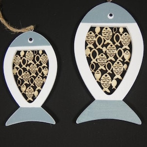 1 Fisch Aufhänger kleine oder große nautische Thema Fisch Kuchen Topper Schiff Rad Hochzeit liefert Party Dekoration Ozean Thema Dekor
