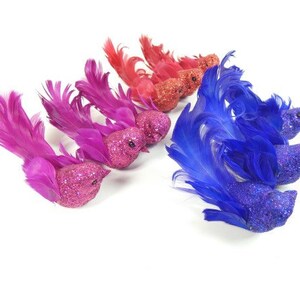 3 rosa rot oder lila Glitzer Vögel gefälschte Vögel künstliche Vögel Vögel Cake Topper Vögel Herzstück Bouquet Handwerk Vögel Hochzeit