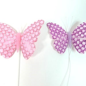 6 Pink Or Purple Butterflies Scrapbooking Embellishments Cake Topper Feather Butterflies Fake Butterflies Wreath Centerpiece Flower Crown
