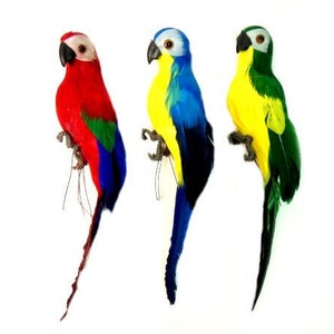 1 Fake Small Or Large Parrot Red  Blue Or Green Decoration Artificial Parrot Cake Topper Craft Supplies Embellishments Bird Wreath