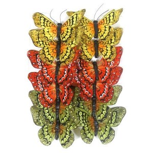 12 Feather Butterflies Artificial Fake Butterfly Embellishments Cake Topper Bouquet Wreath Fairy Flower Crown Flower Arrangement Nr 023