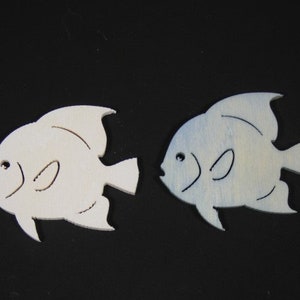 10 Laser Cut Wooden Fish White Or Blue Fish Wood Fish Scrap booking Embellishments Craft Supplies Wedding Supplies