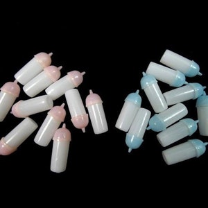 10 Mini Baby Bottle Pink Or Blue Baby Shower Baby Boy Baby Girl Scrapbooking Craft Bottle Baby Bottle Mini Baby Bottles Cake Toppers