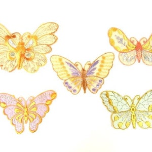 Vintage Silk Beige Brown Butterfly Patches Embroidery Applique Patches Antique Butterfly Patch Nr 1