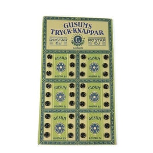 1 kaart Vintage Zweedse drukknopen Vintage knoppen verkoper kaart Fournituren Gusums Truck Knappar