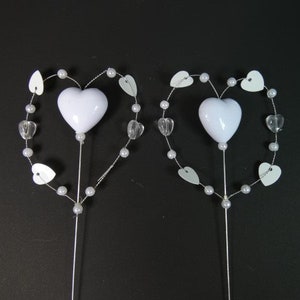 2 Pearl Heart cake toppers Big Heart cake toppers bruidstaart topper middenstuk hoed verfraaiing boeket verfraaiing Craft Hearts NR536