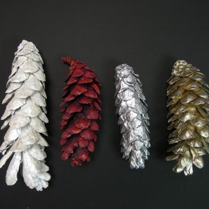 3 Big Pine Cones White Red Silver Or Gold Pine Cones Large Pine Cones Craft Supplies Cake Topper Wreath Scrapbooking