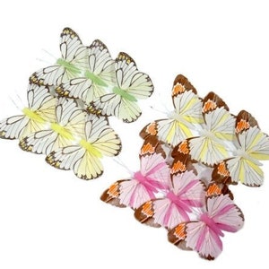 12 Mixed Color Butterflies Feather Butterfly Artificial Fake Bouquet Wreath Fairy Flower Crown Flower Arrangement Nr 226