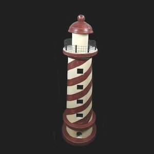 Jumbo madera rojo blanco faro Pastel Topper Faro miniatura Sirena Tema de boda Ocean Party Theme Topper