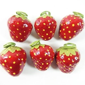 6 Fake Strawberries Artificial Strawberries Red Strawberries Craft Strawberries Fake Fruit Nr 452
