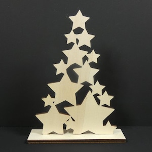 1 Small Christmas Tree Stars Wooden Tree Craft Supply Christmas Decoration Christmas Crafts Embellishment