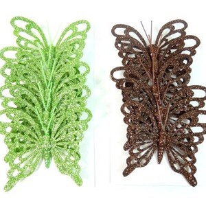 5 Green Or Brown Glitter Swallowtail Butterflies Scrapbooking Hat Embellishments Cake Topper Hairclip Wedding Wreath Flower Crown