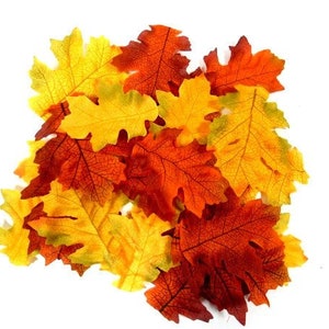 22 Artificial Oak Leaves Autumn Leaves Red Orange Fall Colors Scrapbooking Crafting Embellishments Wreaths