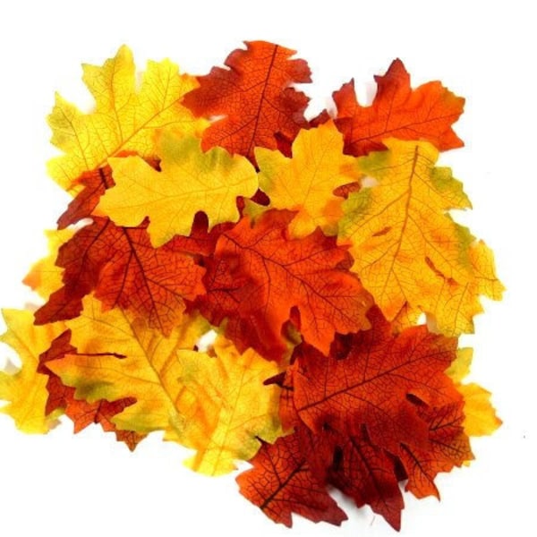 22 feuilles de chêne artificielles Feuilles d'automne Rouge orange Couleurs d'automne Scrapbooking Artisanat Décorations de couronnes