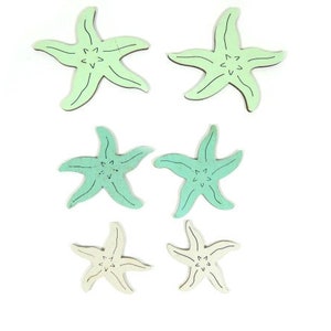 6 Green White Laser Cut Wooden Starfish Wheels Wood Starfish Scrap booking Embellishments Craft Supplies Wedding Supplies