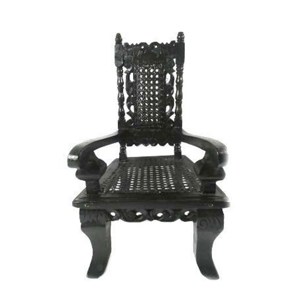 Big Vintage Black Doll Chair Doll Throne Wooden Doll Chair Doll Furniture Miniature Chair