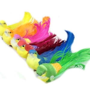 2 Artificial Yellow Orange Pink Red Blue Or Green Birds With Sequins And Beads Cake Topper Embellishments Craft Birds Fake Birds Nr001