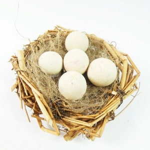 Bird Nest With Pink Speckled Eggs  Bird's Nest With Eggs 3.75 Inches Fake Eggs Fake Bird Nest Artificial Birdsnest Craft Nest