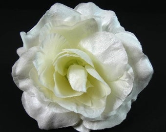 1 Jumbo White Rose Silk Flower Clip Artificial Flowers Scrapbooking Flower Embellishments Craft Flowers