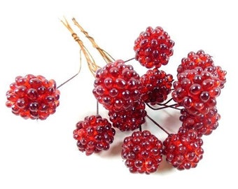 12 Red Berries Artificial Berries Raspberries Scrapbooking Embellishments Craft Berries Wedding Supplies Craft Supplies Nr 900