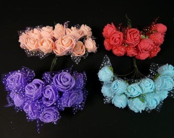 12 schuim rozen schuim bloemen roze rood paars of blauw schuim rozen nep bloemen schuim bloemen kunstbloemen ambachtelijke bloemen