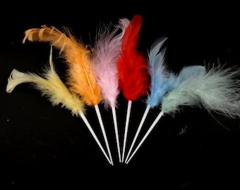 20 Feathers In A Plastic White Point Yellow Orange Pink Red Blue Green Craft Feathers Unique Feathers Wedding Feathers Hat Embellishment