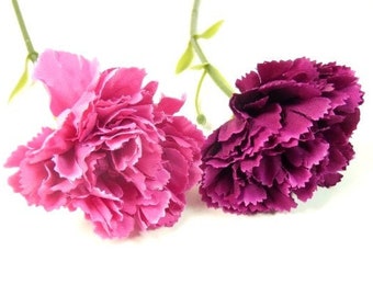 1 Carnation Flower Pink Or Dark Pink Purple Artificial Flowers Fake Flowers Silk Flowers Decorative Flowers Craft Flowers Wedding Flowers