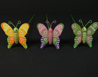 2 toppers de borboleta amarelo rosa ou verde borboletas enfeites de borboleta borboletas artificiais borboletas falsas borboletas de penas