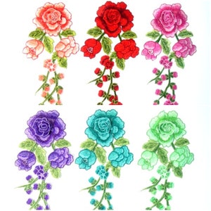 1 Big Rose Applique Pink Red Green Blue Or Purple Venice Floral Lace Applique Wedding Dress Applique Prom Applique Dress Applique