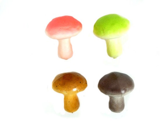10 Fake Mushrooms Red Green Brown or Gray Artificial Mushrooms