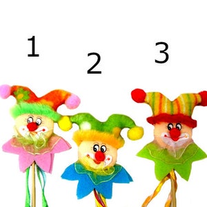 1 Clown Jester Cake Topper Artificial Fake Small Mini Clown Miniature Clown Centerpiece Flower Arrangement Circus Pierrot Jester image 2