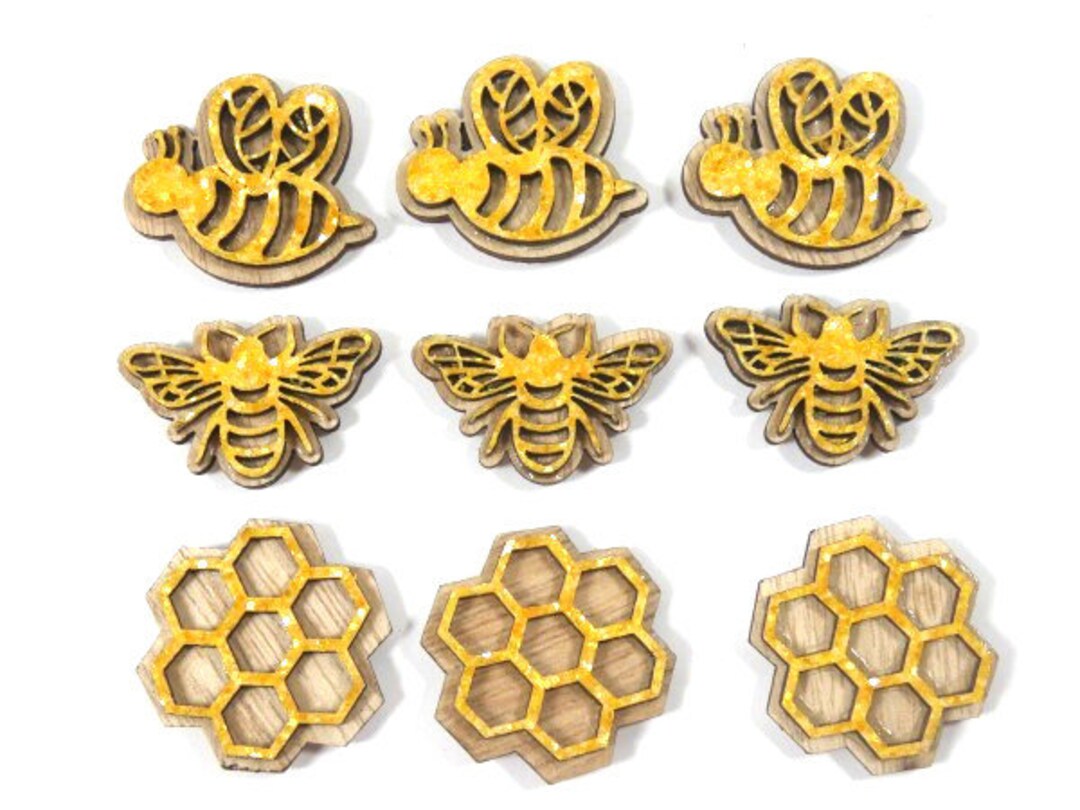 100 Stück Selbstklebende Mini-Holzbienen – 10 X 13 Mm, Gelb-schwarz, Für Bastel, Deko & Scrapbooking