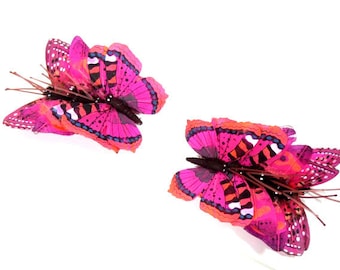 6 Butterflies Pink and Purple Artificial Fake Butterfly Hat